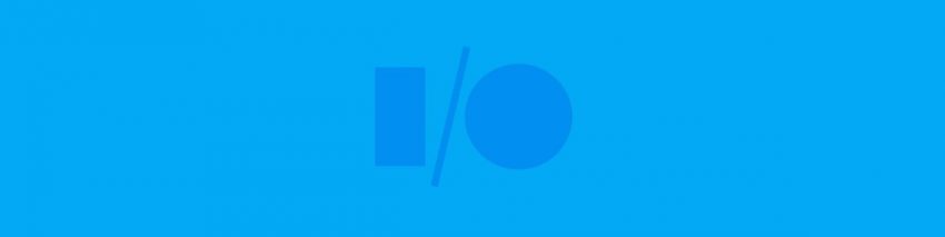 i/o conference logo - blue on light blue background
