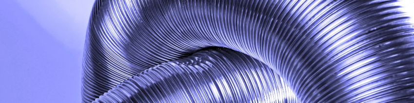 Twisted, flexible, silver ventilation pipe